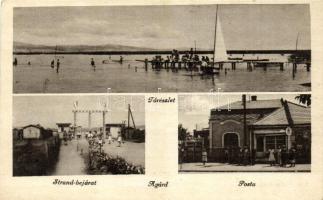 1948 Agárd, Posta, strand-bejárat, tórészlet (EK)
