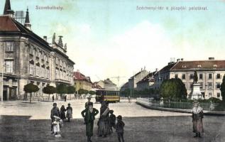 Szombathely, Széchényi tér, püspöki palota, villamos (EK)