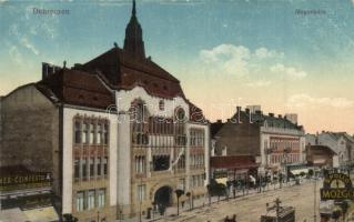 Debrecen, Megyeháza, Apolló mozi reklámja, üzletek