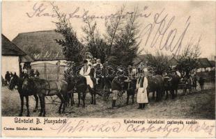 Bánffyhunyad, Huedin; Kalotaszegi lakadalmi csetenyés szekér, folklór, kiadja Csoma Sándor / traditional wedding horse cart, Hungarian folklore (EK)