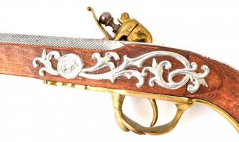 Replika maroklőfegyver, fém-fa, jelzés nélkül, h:41 cm