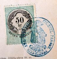 1872, 1875 Házassági hirdetőlevél (2 db), házassági anyakönyvi kivonat(összesen 3 db),  2x50 kr okmá...