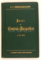 cca 1900 Karte der Central-Karpathen. (A Központi Kárpátok térképe.) 1:75000. K.K. Generalstabskarte. Wien, é.n., R. Lechners k.k. Hof- und Univ.- Buchhandlung, papír, vászonra kasírozva, kiadói aranyozott egészvászon mappában, 55x72 cm.