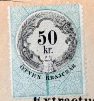 1872, 1876 Házassági hirdetőlevél és keresztelési anyakönyvi kivonat, 3db, 2x50 kr okmánybélyeggel