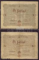 1848-49. Kis tétel "Kossuth bankó" 15kr, 30kr (2x), 10Ft (2x) T:V, 2Ft kincstári utalvány ...