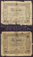 1848-49. Kis tétel "Kossuth bankó" 15kr, 30kr (2x), 10Ft (2x) T:V, 2Ft kincstári utalvány ...
