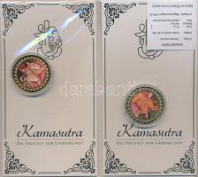 DN "Kámaszutra" 4db klf aranyozott Cu multicolor érem, német nyelvű leírással, tanúsítvánn...