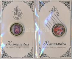 DN "Kámaszutra" 4db klf aranyozott Cu multicolor érem, német nyelvű leírással, tanúsítvánn...