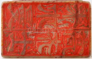 Foo kutya, faragatott zsírkő, jelzett, m:11 cm