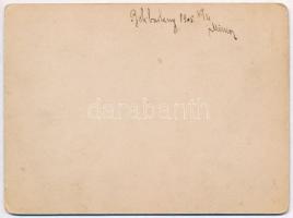 1905 Boli-barlang / Pestera Bolii környéki vasútvonal, vidám csoportkép, hátoldalán feliratozott kem...