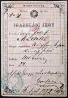 1872 Kéményseprő számára kiállított igazolási jegy / ID