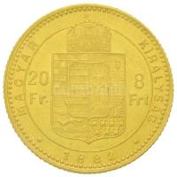 1882KB 8Ft/20Fr Au "Ferenc József" (6.45g/0.900) T:2 kis ph. és karc
Hungary 1882KB 8 For...
