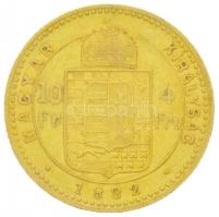 1882KB 4Ft/10Fr Au "Ferenc József" (3.20g/0.900) T:2 kis ph.
Hungary 1882KB 4 Forint/10 F...