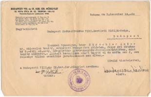 1942-1945 Az Izraelita Nőegylet igazolása, valamint DEGOB (Magyarországi Zsidók Deportáltakat Gondozó Országos Bizottsága) igazolvány, Hirschler Andor nevére, pecséttel, aláírásokkal.