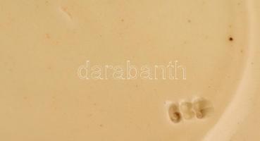 Szecessziós dísztányér tavirózsával, mázas fajansz, mázhibával, d:17cm