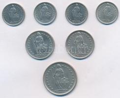 Svájc 1968-1978. 1/2Fr (4xklf) + 1Fr (2xklf) + 2Fr T:2
Switzerland 1968-1978. 1/2 Franc (4xdiff) + ...
