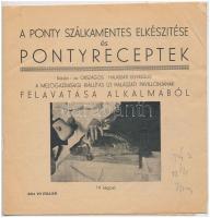 cca 1930-1940 A ponty szálkamentes elkészítése és pontyreceptek, 14p