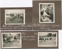 1933 Magyar katonai fotók, 4 db kartonra ragasztva, feliratozva (Hajmáskér, Szentendre) / 4 Hungarian military photos on cardboard
