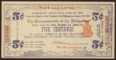 Fülöp szigetek/Negros Occidental Provincial 1942. 5c T:I