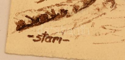 Sostarics Lajos (1896-1968): Óbuda Kiscelli utca. Tus, papír, jelzett, 22×29 cm