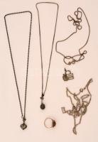 Ezüst(Ag) nyaklánc, 4 db, gyűrű, medál, jelzett, br: 35,1 g