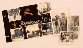 1933 8 db fotó a gödöllői cserkész Jamboree-ról, részben kartonra ragasztva 5×6 cm - 11×8 cm