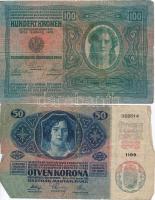 1912. 100K piros "Deutschösterreich" felülbélyegzéssel + 1914. 50K (2x) egyik piros "...