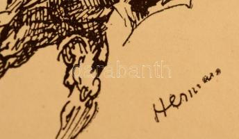 Herman Lipót (1884-1972): Vázlatok. Ofszet, papír, jelzett, szakadással, 24x29 cm