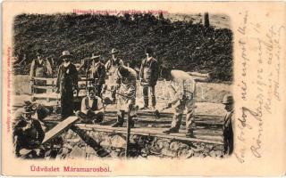 Rónaszék, Costiui; munkások a bányában, kiadja Kaufman Ábrahám / workers in the mine (EK)