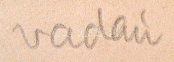 Vadász Endre (1901-1944): Jókívánságokat szívesen köszönik. Esküvői meghívó. Rézkarc, papír, jelzett...