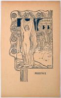 Körösfői Kriesch Aladár (1863-1920): Phyrne. fametszet, papír, jelzés nélkül, 29x18 cm
