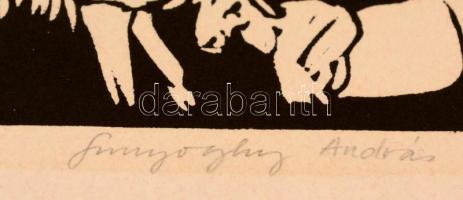 Szunyoghy András (1946-): Szent ember sírja. Linó 1/10, papír, jelzett, szakadással, 26x36 cm