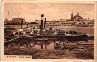 Komárom, Komárno; Dunai részlet, Stefánia gőzhajó, hátoldalon tábori posta bélyegzéssel / Danube detail, Steam Ship Stefánia, with field post cancellation on backside