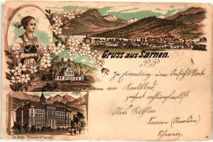 1897 Sarnen, Landenberg, Lyceum, 2x5c stamps, litho, Art Nouveau (EK)
