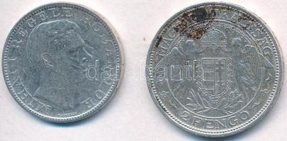 Vegyes: 1938. 2P Ag "Madonna" + Románia 1942. 200L Ag T:2- patina