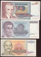 Jugoszlávia 1993. 5000.000D, 100.000.000D, 50.000.000.000D T:I