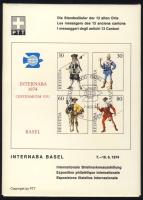 Svájc 1974 Az Internaba bélyegkiállításra kiadott, postai egyenruhákat ábrázoló 13 képeslap