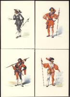 Svájc 1974 Az Internaba bélyegkiállításra kiadott, postai egyenruhákat ábrázoló 13 képeslap