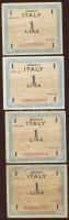 Olaszország/nemz. megszállás 1943. 1L (4x), 4L (3x), 10L, benne "F"-fel és "F" nélküliek + Német Birodalom/nemz. megszállás 1944. 1M T:II,III