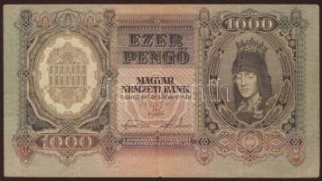 1943. 1000P "Szálasi" előlapon erősen felcsúszott nyomat T:II/III+