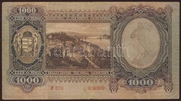 1943. 1000P "Szálasi" előlapon erősen felcsúszott nyomat T:II/III+