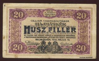 Hajmáskér/hadifogolytábor 1916. 20f T:II-/III