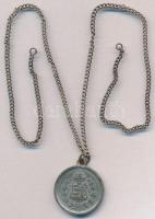 1867. "A Buda Pesti Koronázás Emlékeül 1867" Al emlékérem füllel, fém láncon (23mm) T:2,2-