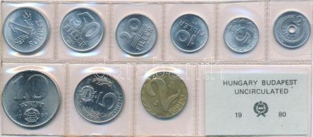 1980. 2f-10Ft 9db klf, érmés forgalmi sor fóliatokban T:1
