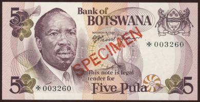 Botswana 1979. 5P "SPECIMEN" T:I