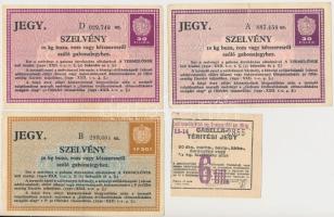 Budapest 1930. 30f "Szelvény 10kg búza, rozs vagy kétszereséről szóló gabonajegyhez" (2x) + 1P 50f "Szelvény 50kg búza, rozs vagy vagy kétszereséről szóló gabonajegyhez" + 1937. 6f "Pesti Izraelita Hitközség - Gabella-térítési jegy" T:III