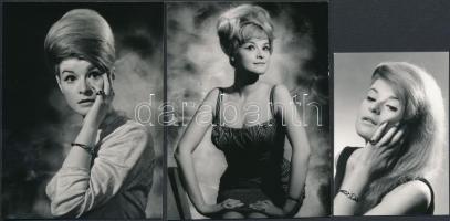 cca 1965 Sólyom Ildikó (1940-) színésznőről készült 3 db vintage negatív felvétel (7x6 cm) és 3 db v...