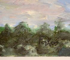 Farkas jelzéssel: Tájkép. Olaj, falemez, sérült, 35×52 cm