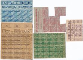 Budapest 1920-1922. 4db élelmiszerjegy, közte burgonyajegy, kenyérjegy + "Budapesti Petróleumjegy" T:mindegyik ívben T:II,III