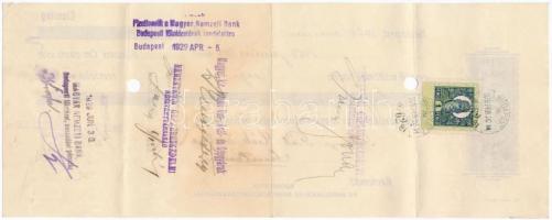 Budapest 1929. 2db kitöltött váltó, bélyegzésekkel, illetékbélyegekkel, lyukasztással érvénytelenítv...